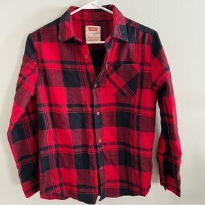 Levi's Kids Red and Black Checkered Button Down Shirt